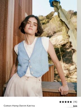 Madewell Cotton-Hemp Denim Katrina Crop Vest Top